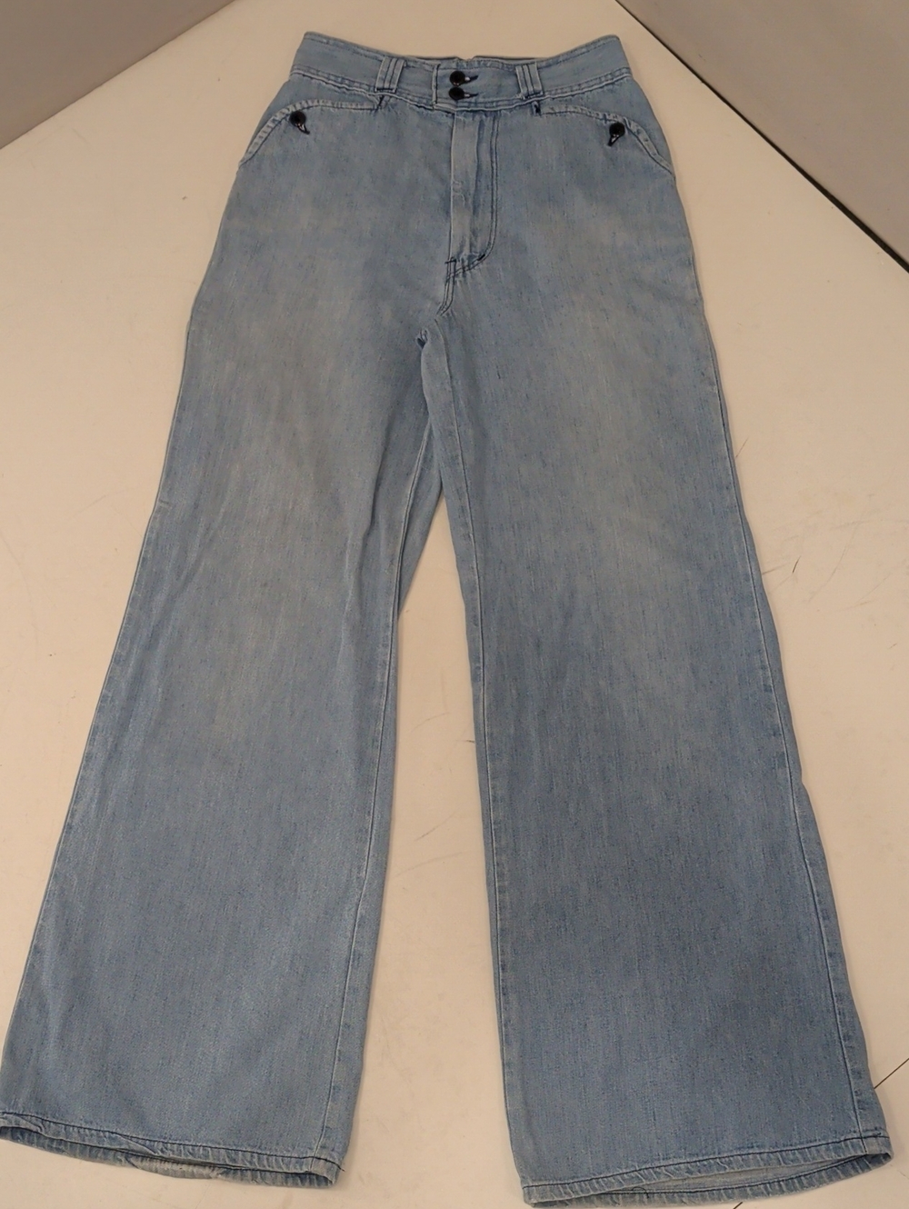 Vintage Denim High Rise Light Blue Wide Leg Jeans Cotton See Measurements
